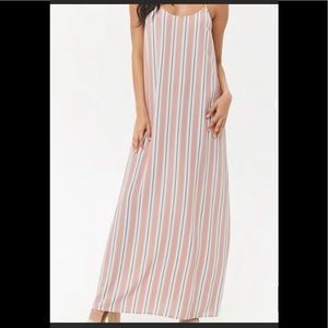 Crepe multicolor striped racer back maxi dress